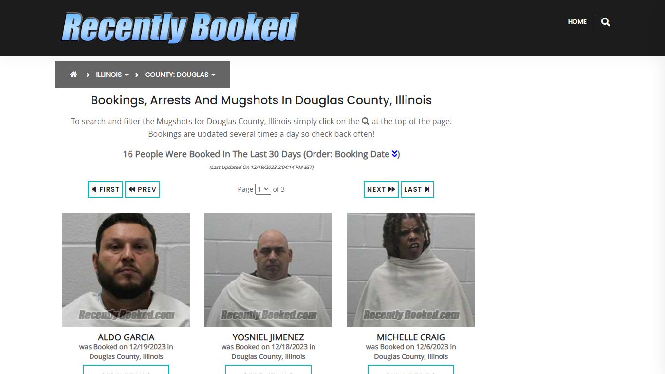 Recent bookings, Arrests, Mugshots in Douglas County, Illinois